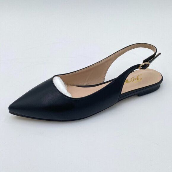 FOWT Simple Closed Pointed Toe Slingback Buckle Strap Womens Brown Flats - Picture 1 of 7